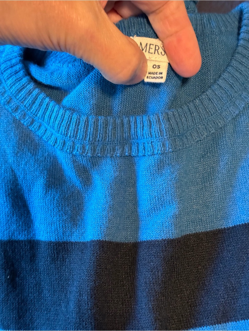 Striped Crewneck Sweater in Blue and Black by Emerson